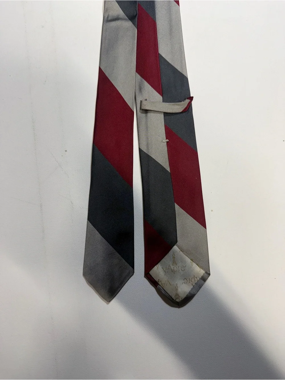 Elegant Striped Men's Tie in Maroon and Gray